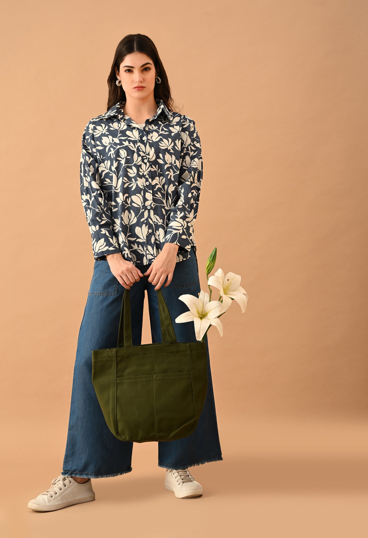 Urban Tote – olive green Canvas College Bag