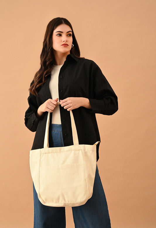 Urban Tote – off white Canvas College Bag