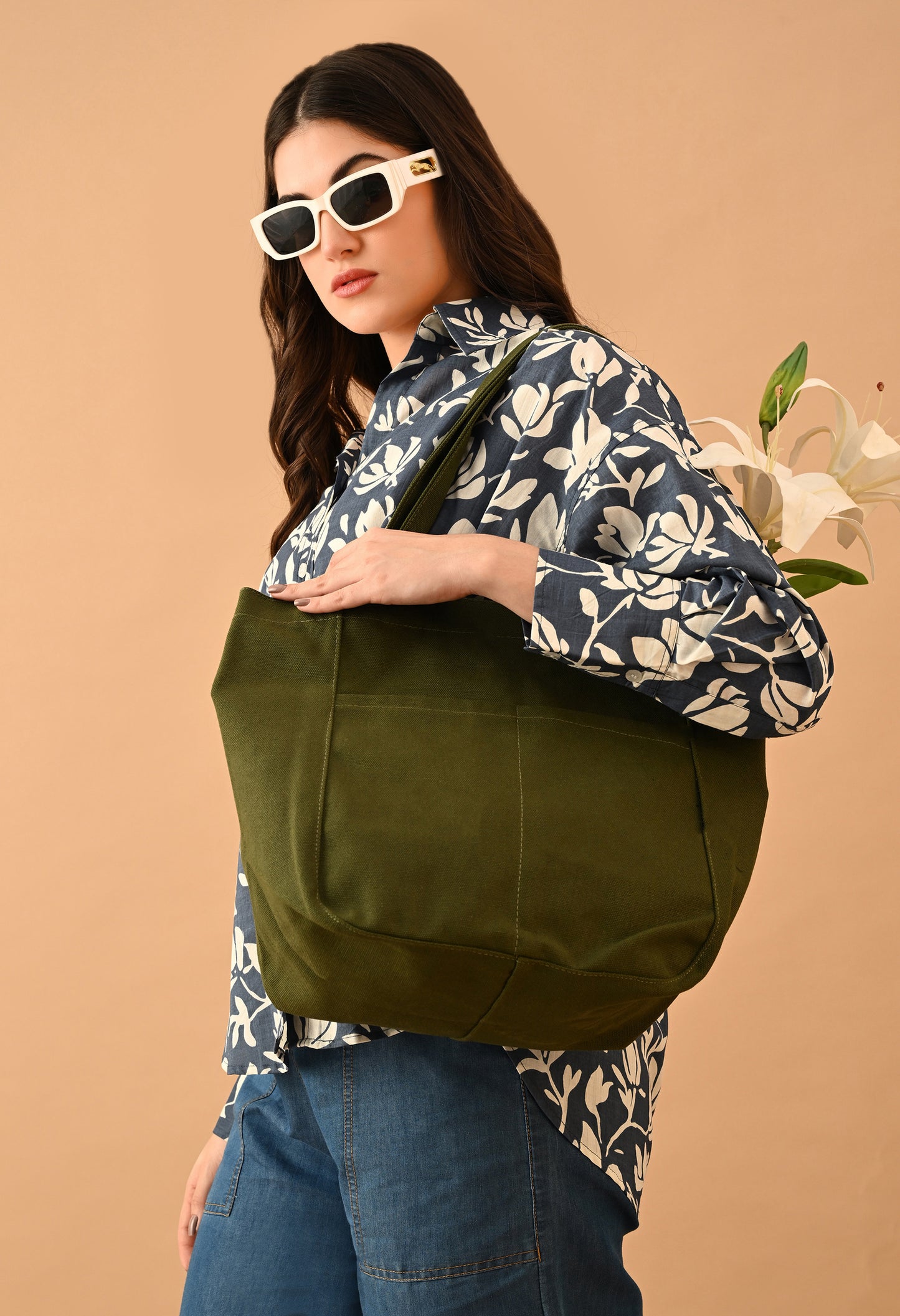 Urban Tote – olive green Canvas College Bag