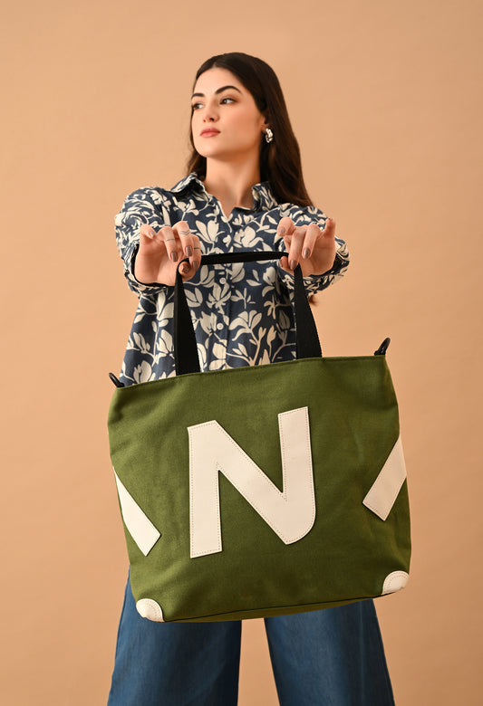 Urban Tote – Green Canvas College Bag